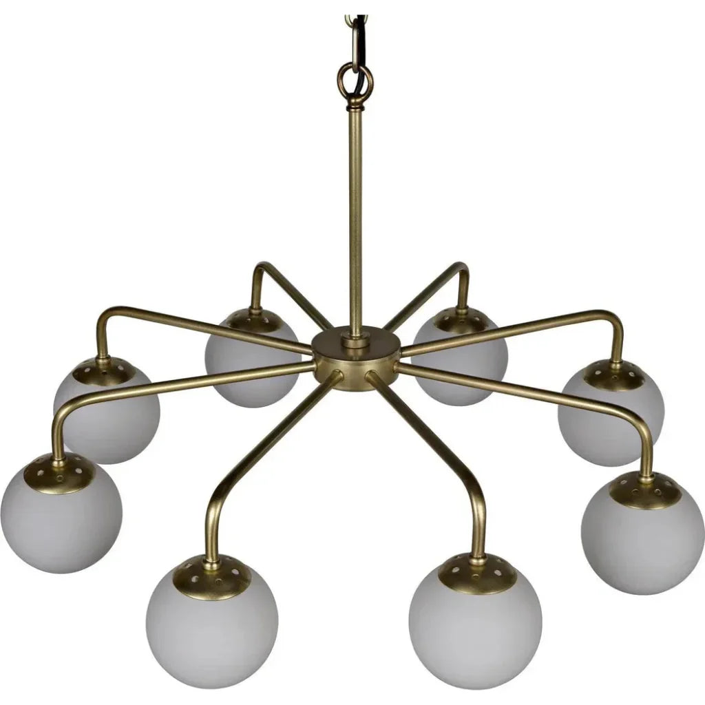 Larenta Metal & Glass Chandelier Antique Brass - LOOMLAN - Noir - Chandeliers