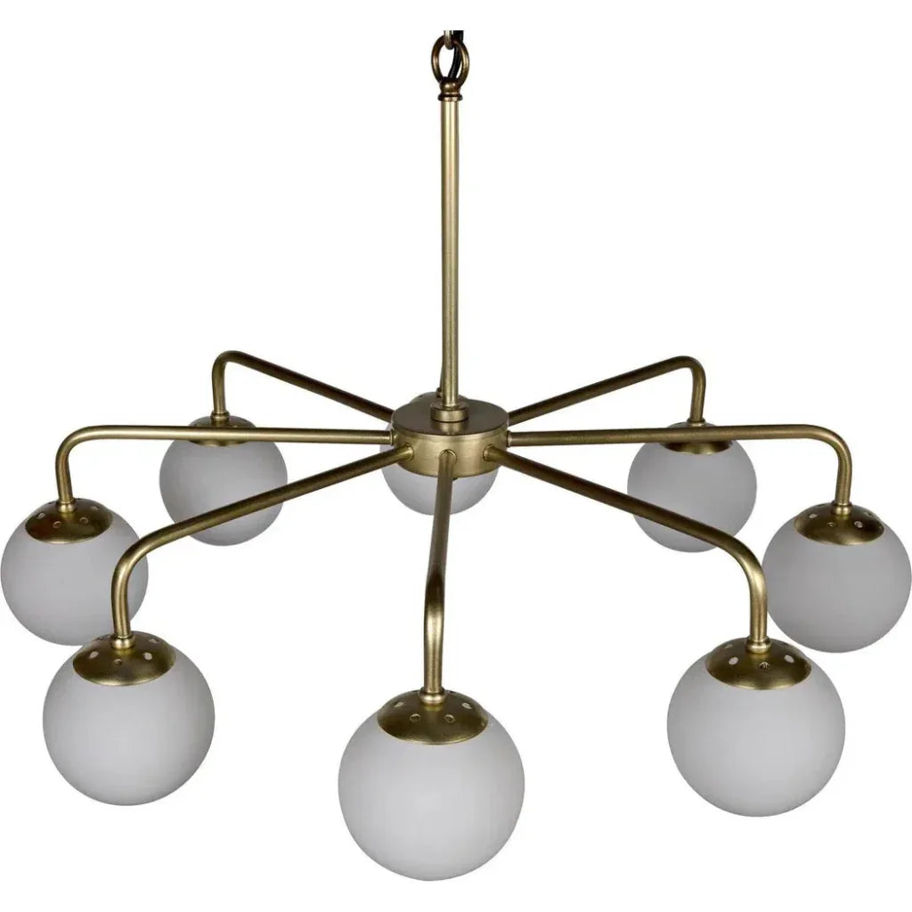 Larenta Metal & Glass Chandelier Antique Brass - LOOMLAN - Noir - Chandeliers