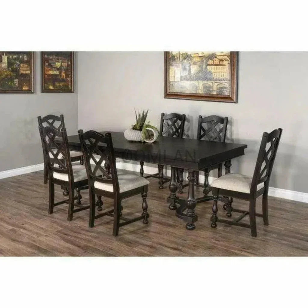 Large Black Extendable Dining Table Seats 10-Dining Tables-Sunny D-LOOMLAN
