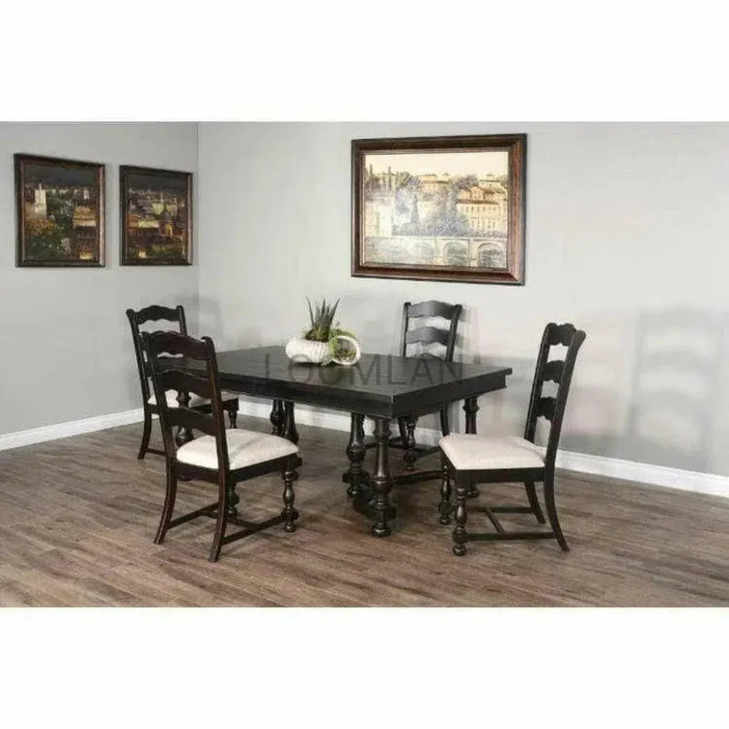 Large Black Extendable Dining Table Seats 10-Dining Tables-Sunny D-LOOMLAN