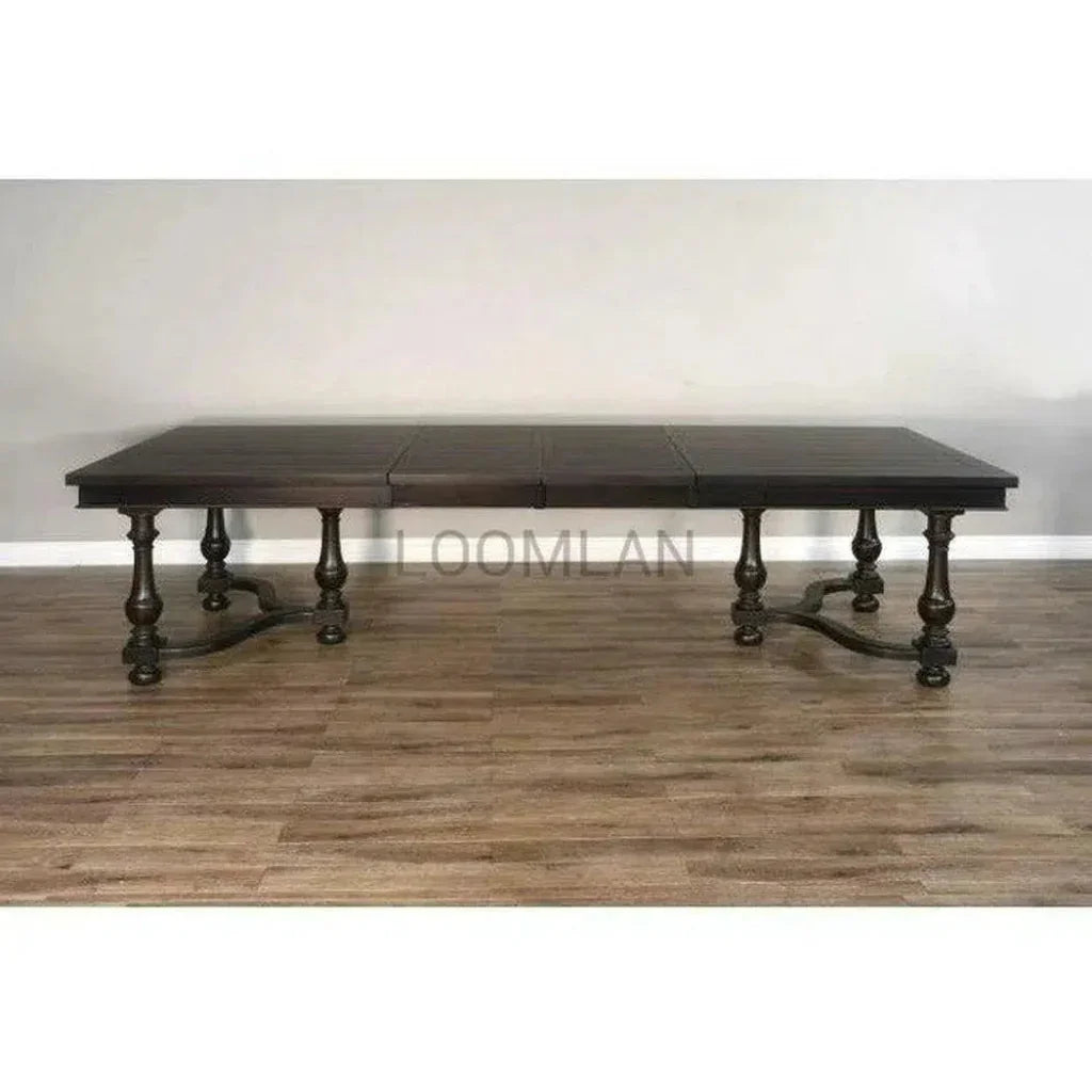 Large Black Extendable Dining Table Seats 10-Dining Tables-Sunny D-LOOMLAN