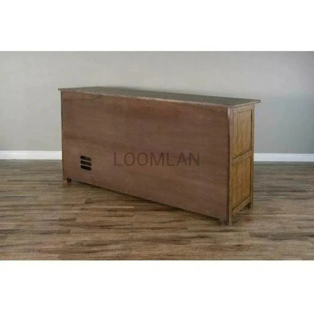 Large Buffet Hatch Wine Rack Glass Shelves - LOOMLAN - Sunny D - Buffets & Curios