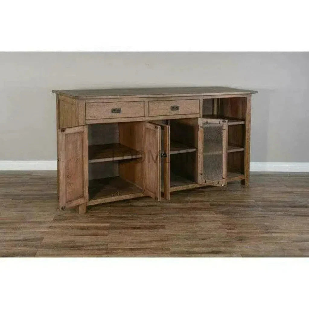 Large Buffet Hatch Wine Rack Glass Shelves - LOOMLAN - Sunny D - Buffets & Curios