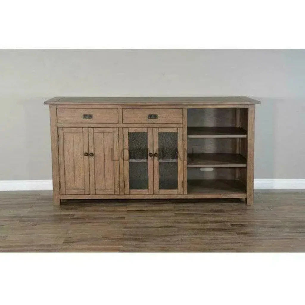 Large Buffet Hatch Wine Rack Glass Shelves - LOOMLAN - Sunny D - Buffets & Curios