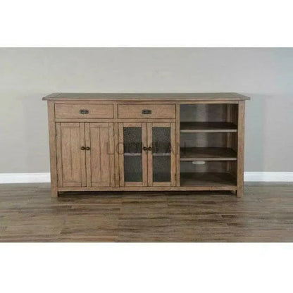 Large Buffet Hatch Wine Rack Glass Shelves - LOOMLAN - Sunny D - Buffets & Curios