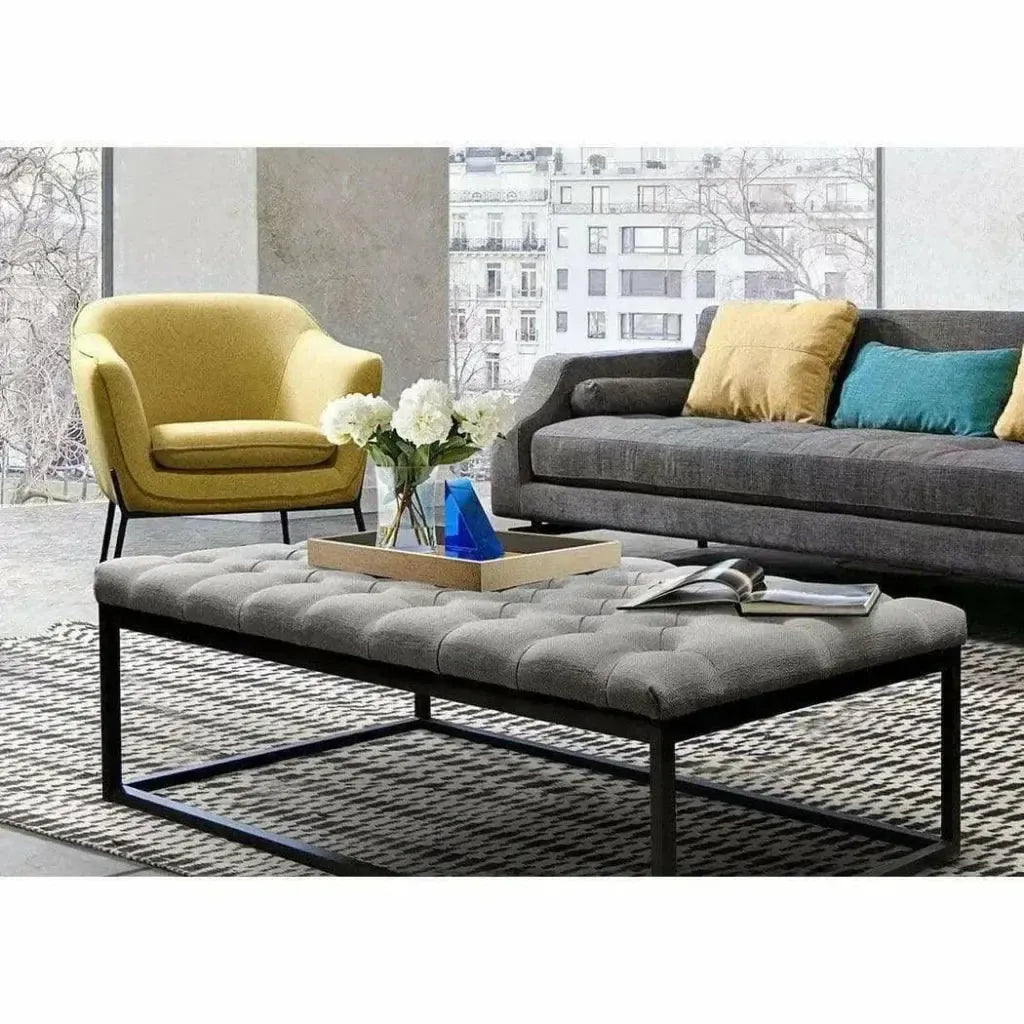 Large Linen Tufted Bedroom Bench in Desert Sand - LOOMLAN - Diamond Sofa - Bedroom Benches