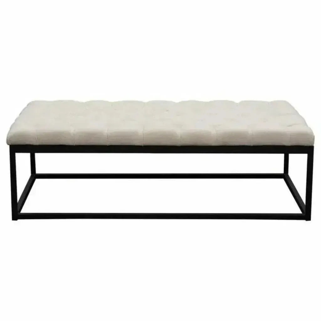 Large Linen Tufted Bedroom Bench in Desert Sand - LOOMLAN - Diamond Sofa - Bedroom Benches