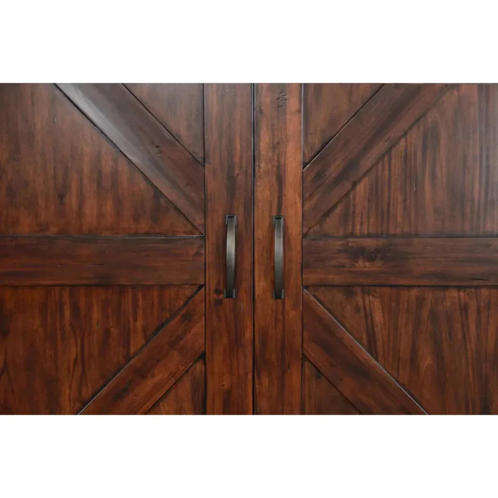 Large Wood Entertainment Wall Unit Barn Doors-Entertainment Wall Unit-Sunny D-LOOMLAN