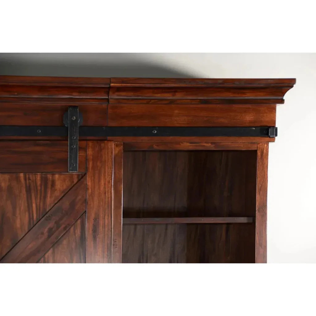 Large Wood Entertainment Wall Unit Barn Doors-Entertainment Wall Unit-Sunny D-LOOMLAN