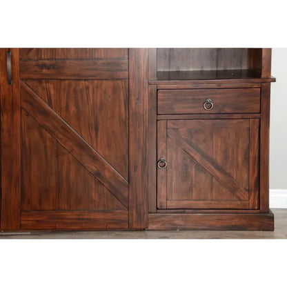 Large Wood Entertainment Wall Unit Barn Doors-Entertainment Wall Unit-Sunny D-LOOMLAN
