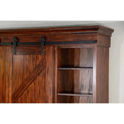 Large Wood Entertainment Wall Unit Barn Doors-Entertainment Wall Unit-Sunny D-LOOMLAN
