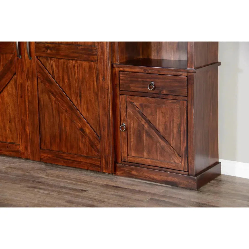 Large Wood Entertainment Wall Unit Barn Doors-Entertainment Wall Unit-Sunny D-LOOMLAN