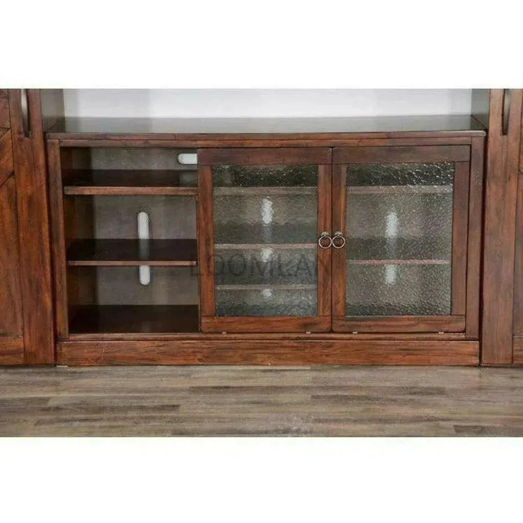 Large Wood Entertainment Wall Unit Barn Doors-Entertainment Wall Unit-Sunny D-LOOMLAN