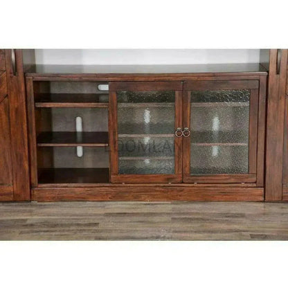 Large Wood Entertainment Wall Unit Barn Doors-Entertainment Wall Unit-Sunny D-LOOMLAN