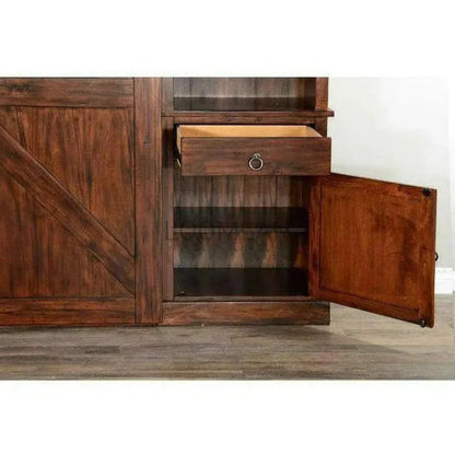 Large Wood Entertainment Wall Unit Barn Doors-Entertainment Wall Unit-Sunny D-LOOMLAN