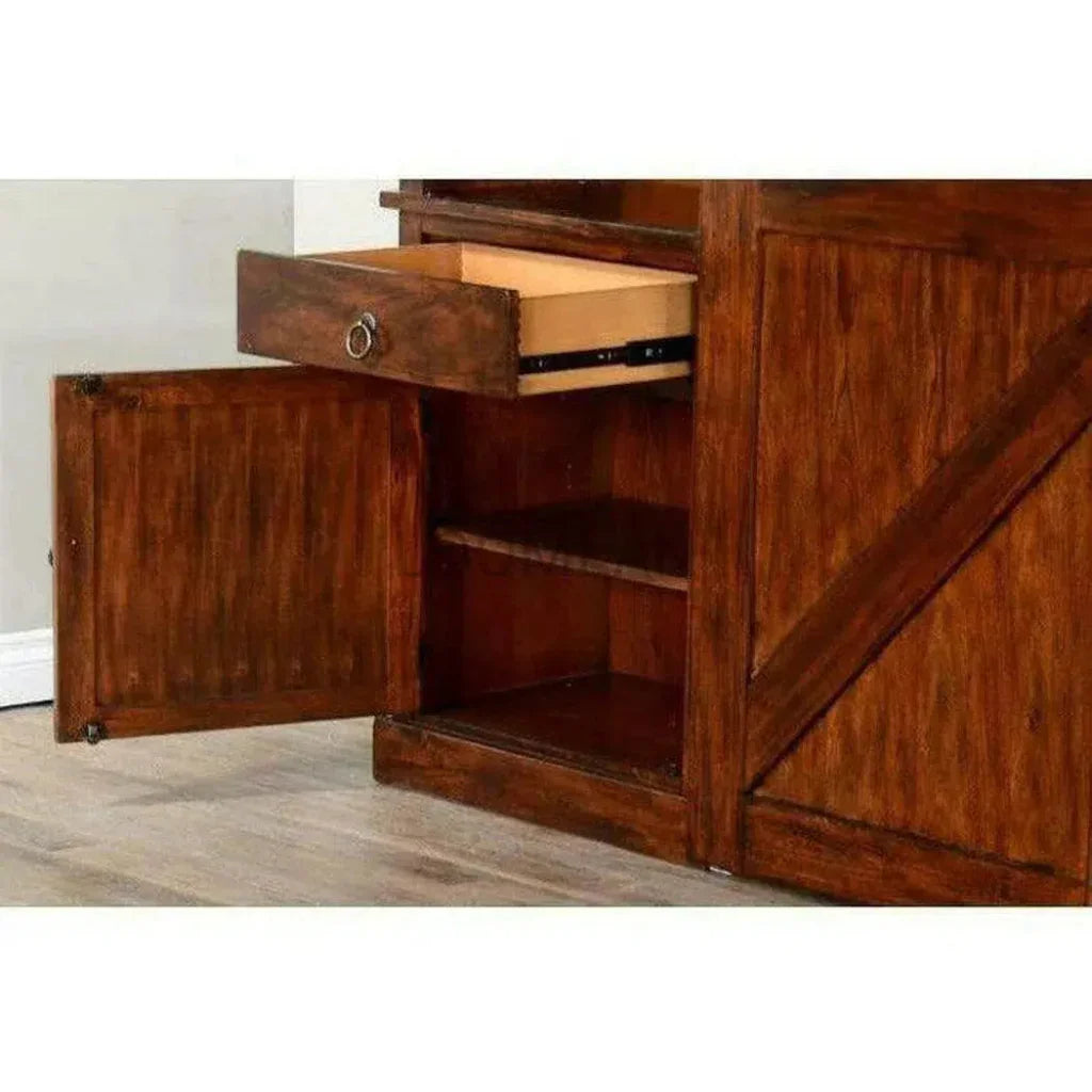 Large Wood Entertainment Wall Unit Barn Doors-Entertainment Wall Unit-Sunny D-LOOMLAN