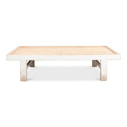 Large Wood Panel Coffee Table Antique White - LOOMLAN - Sarreid - Coffee Tables