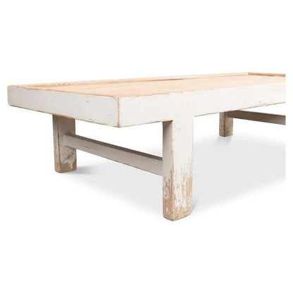 Large Wood Panel Coffee Table Antique White - LOOMLAN - Sarreid - Coffee Tables