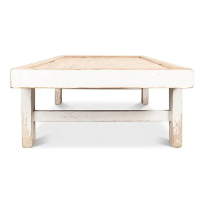 Large Wood Panel Coffee Table Antique White - LOOMLAN - Sarreid - Coffee Tables