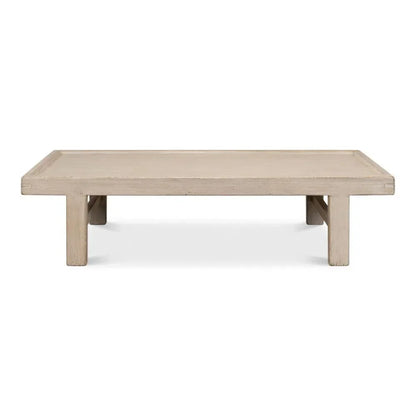 Large Wood Panel Coffee Table French Grey - LOOMLAN - Sarreid - Coffee Tables