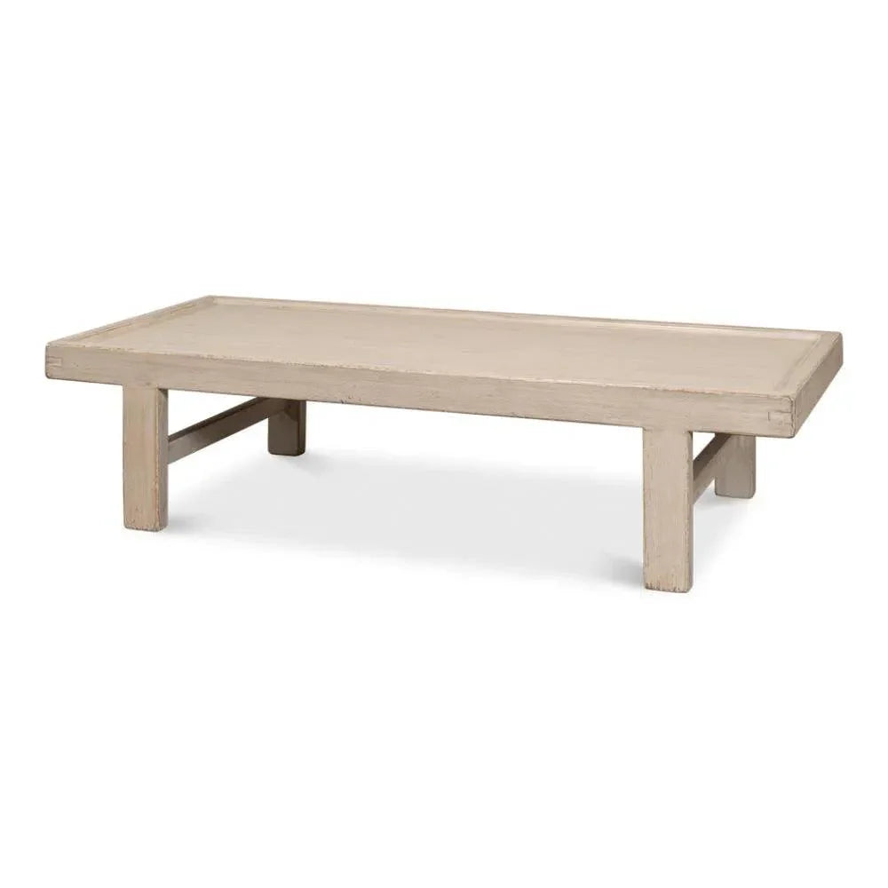 Large Wood Panel Coffee Table French Grey - LOOMLAN - Sarreid - Coffee Tables