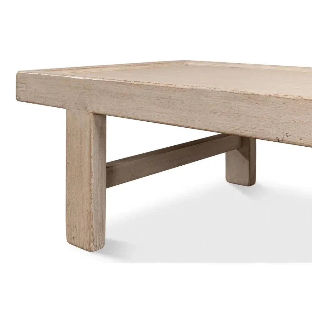 Large Wood Panel Coffee Table French Grey - LOOMLAN - Sarreid - Coffee Tables