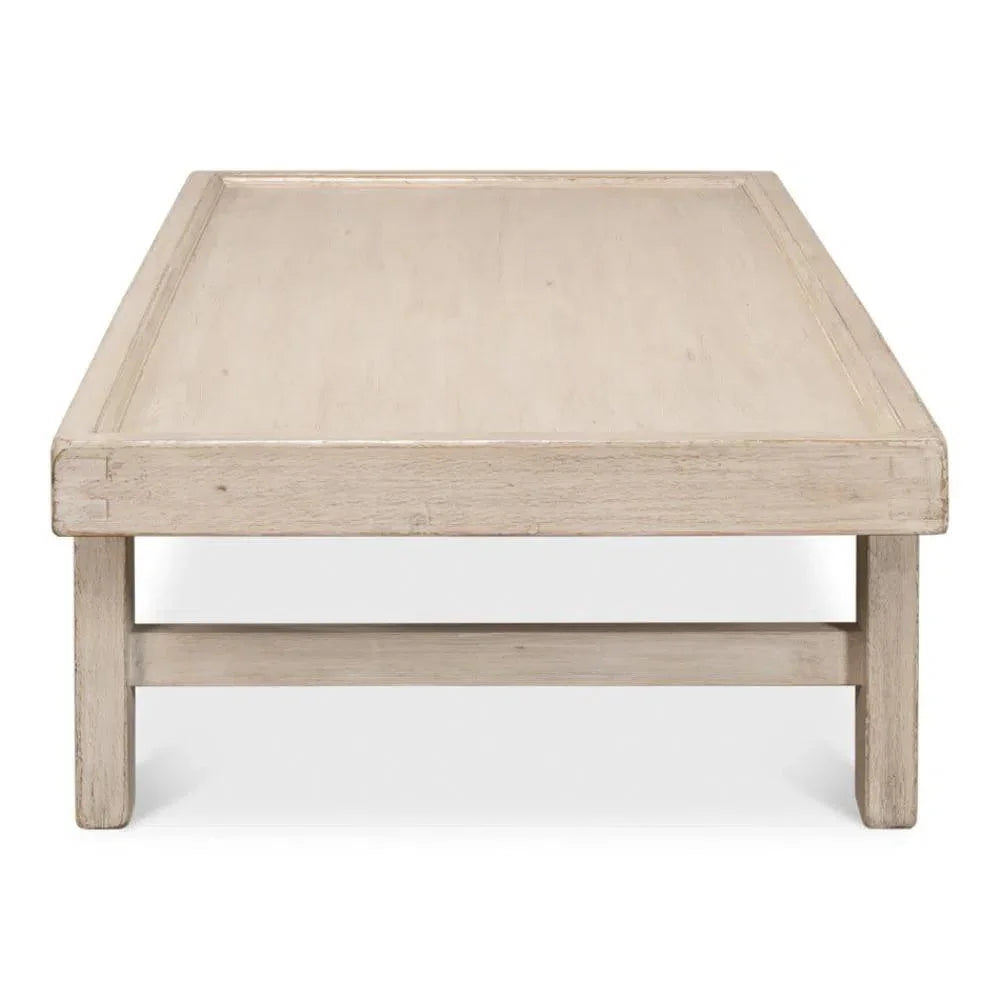 Large Wood Panel Coffee Table French Grey - LOOMLAN - Sarreid - Coffee Tables