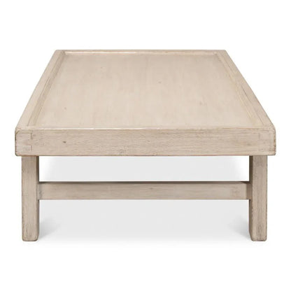 Large Wood Panel Coffee Table French Grey - LOOMLAN - Sarreid - Coffee Tables