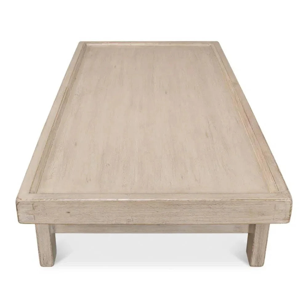 Large Wood Panel Coffee Table French Grey - LOOMLAN - Sarreid - Coffee Tables