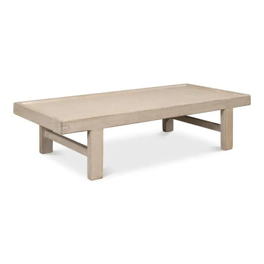 Large Wood Panel Coffee Table French Grey - LOOMLAN - Sarreid - Coffee Tables