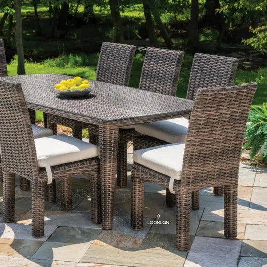Largo 86" Rectangular Dining Table All Weather Wicker-Outdoor Dining Tables-Lloyd Flanders-LOOMLAN