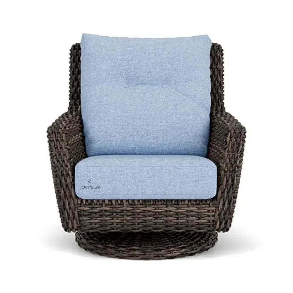 Largo High Back Swivel Rocker Lounge Chair Wicker-Outdoor Lounge Chairs-Lloyd Flanders-LOOMLAN