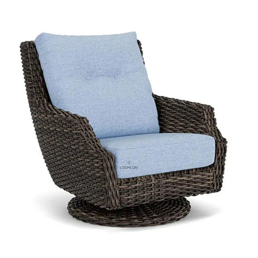 Largo High Back Swivel Rocker Lounge Chair Wicker-Outdoor Lounge Chairs-Lloyd Flanders-LOOMLAN