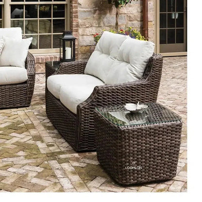 Largo Loveseat All Weather Wicker Furniture Made USA - LOOMLAN - Lloyd Flanders - Outdoor Sofas & Loveseats