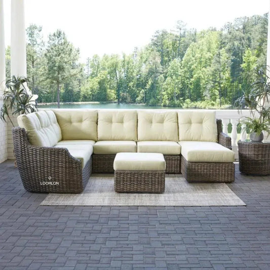 Largo Ottoman All Weather Wicker Furniture Made USA-Outdoor Ottomans-Lloyd Flanders-LOOMLAN