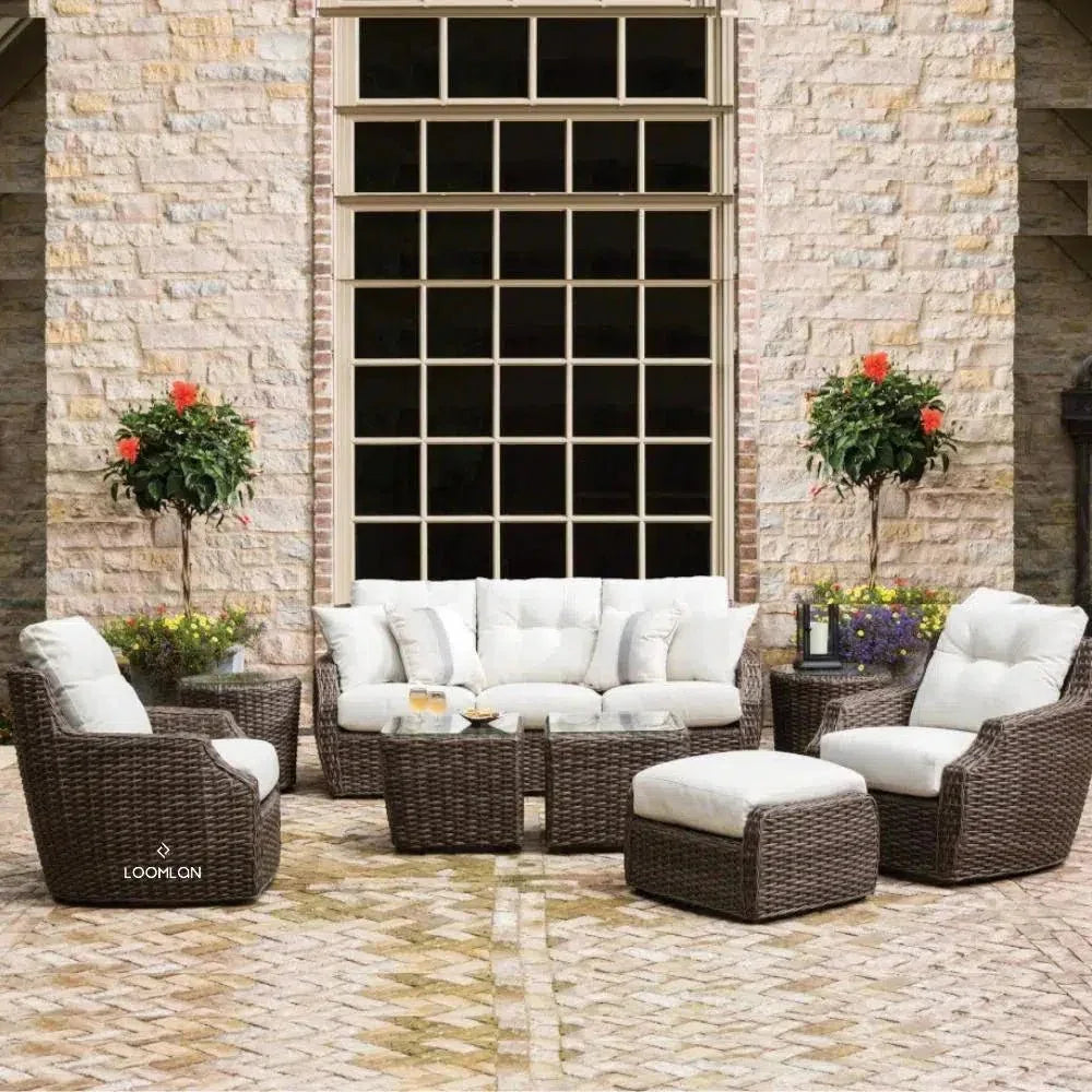Largo Ottoman All Weather Wicker Furniture Made USA-Outdoor Ottomans-Lloyd Flanders-LOOMLAN
