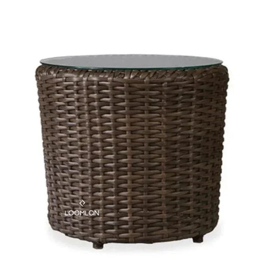 Largo Round End Table All Weather Wicker Furniture - LOOMLAN - Lloyd Flanders - Outdoor Side Tables