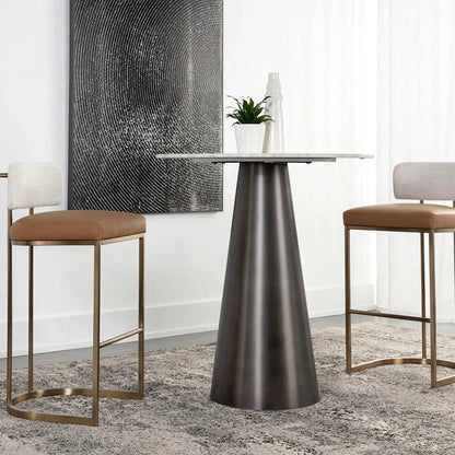 Larissa Barstool - Napa Cognac Faux Leather Seat - LOOMLAN - SUNPAN - Bar Stools