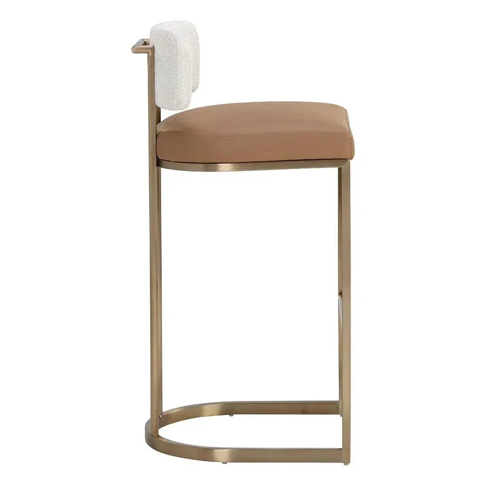 Larissa Barstool - Napa Cognac Faux Leather Seat - LOOMLAN - SUNPAN - Bar Stools