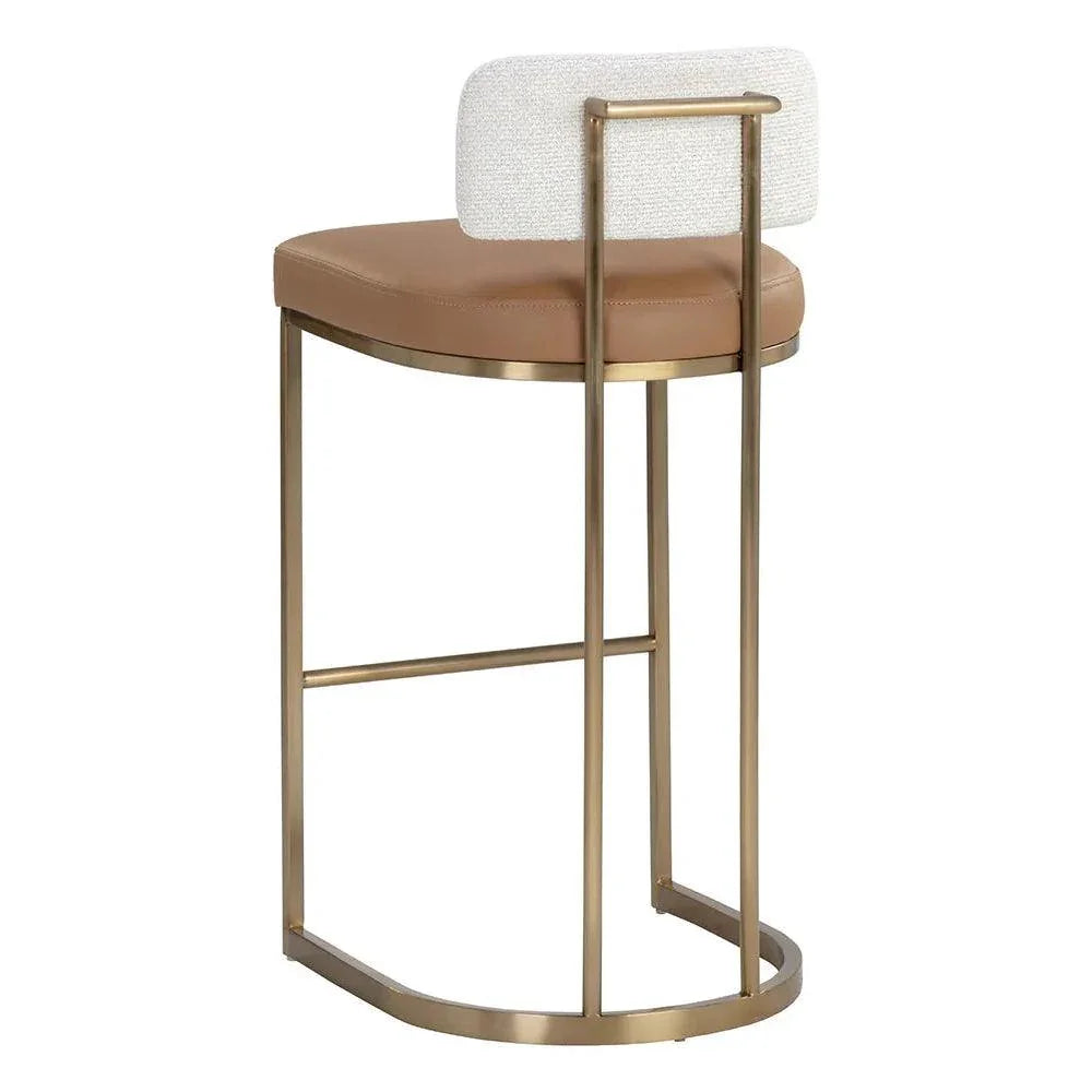 Larissa Barstool - Napa Cognac Faux Leather Seat - LOOMLAN - SUNPAN - Bar Stools