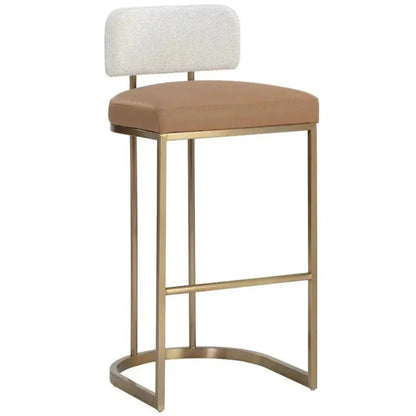 Larissa Barstool - Napa Cognac Faux Leather Seat - LOOMLAN - SUNPAN - Bar Stools
