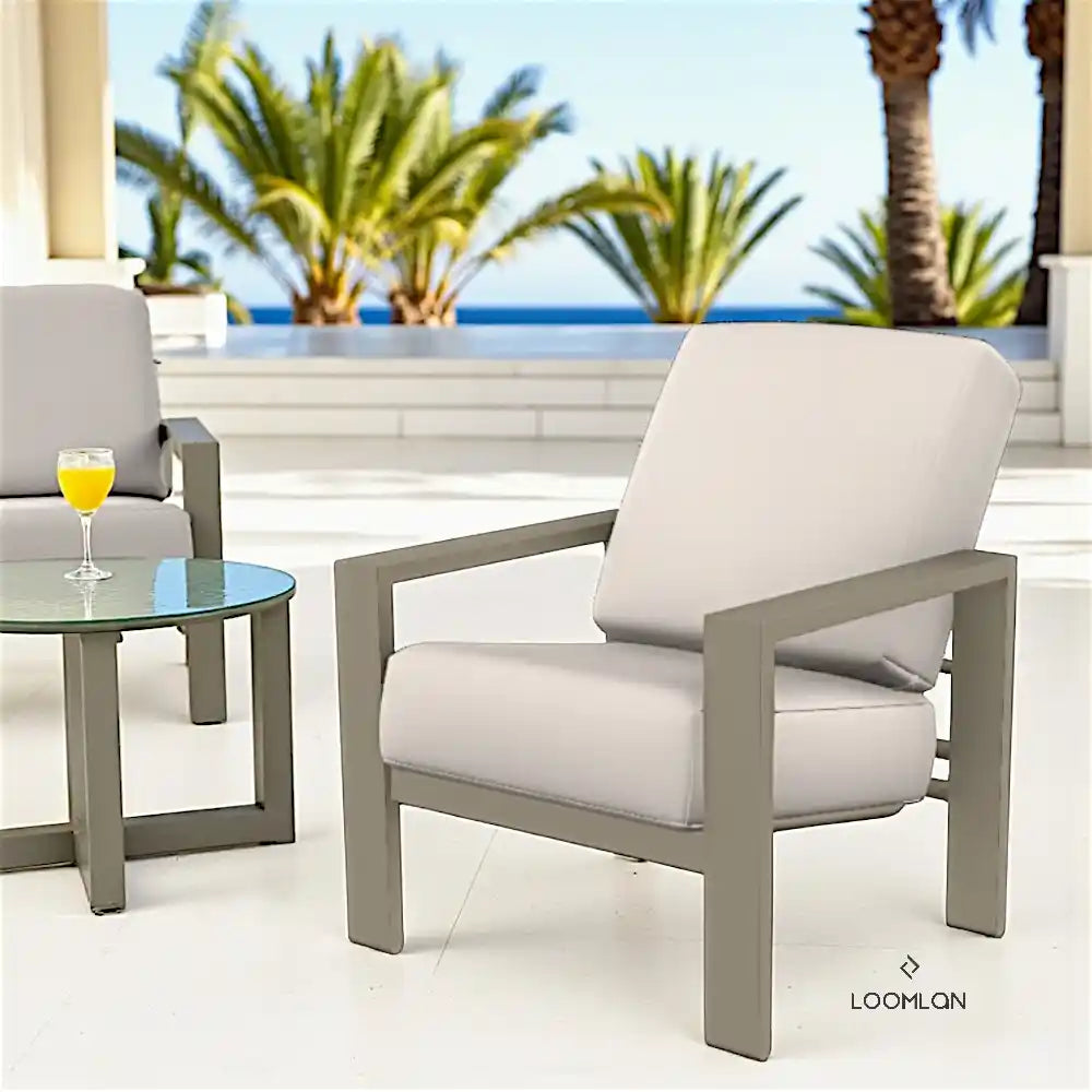 Larssen Deep Cushion Modern Arm Chair-Outdoor Accent Chairs-Telescope-LOOMLAN