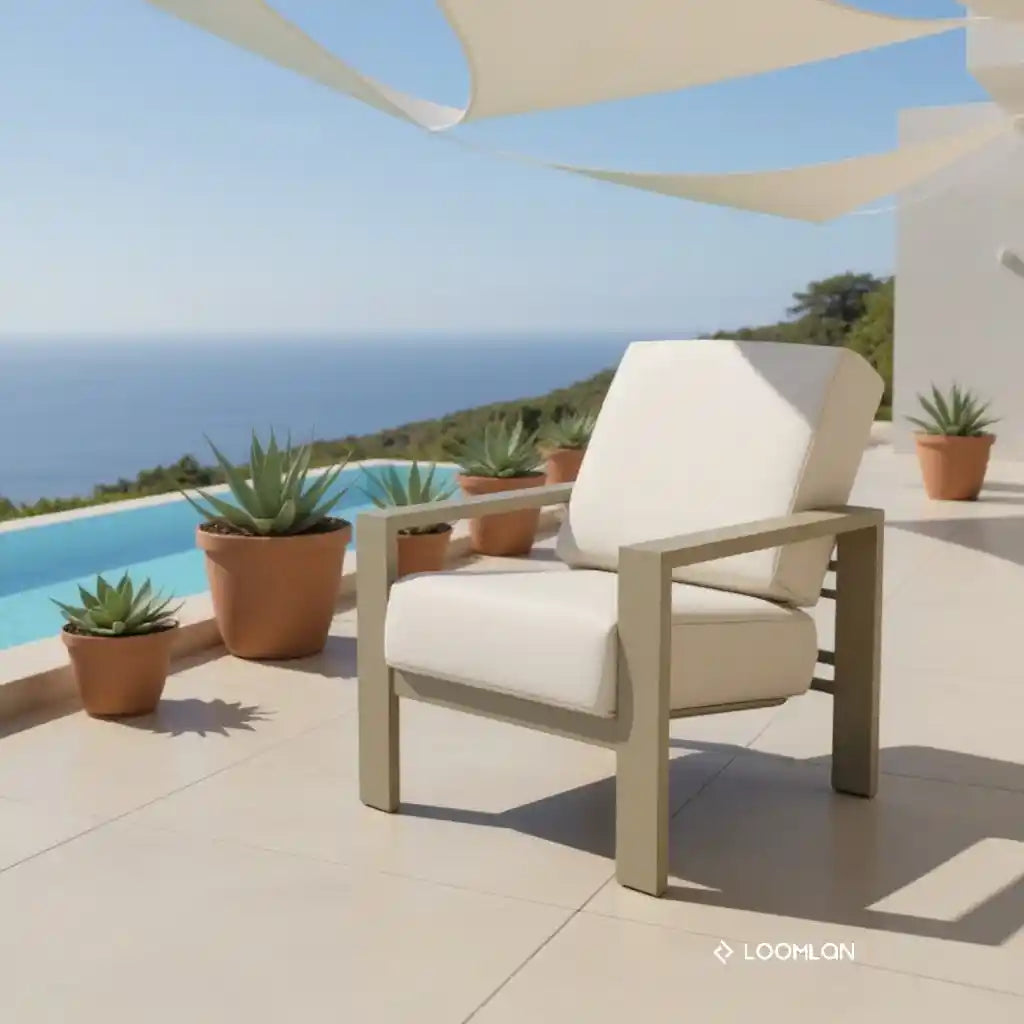Larssen Deep Cushion Modern Arm Chair-Outdoor Accent Chairs-Telescope-LOOMLAN