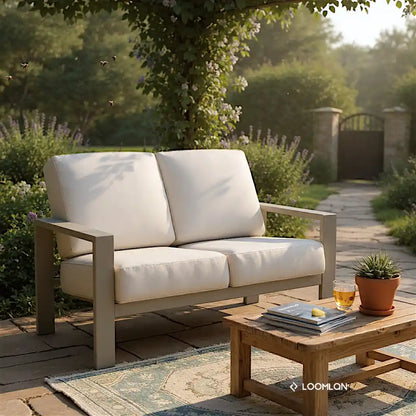 Larssen Deep Cushion Loveseat Durable Aluminum-Outdoor Modulars-Telescope-LOOMLAN