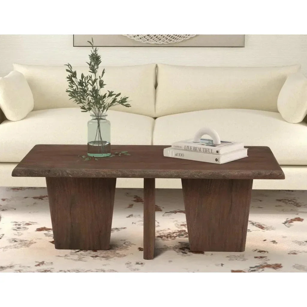 Lasso Wood Brown Rectangular Cocktail Table - LOOMLAN - Bassett Mirror - Coffee Tables