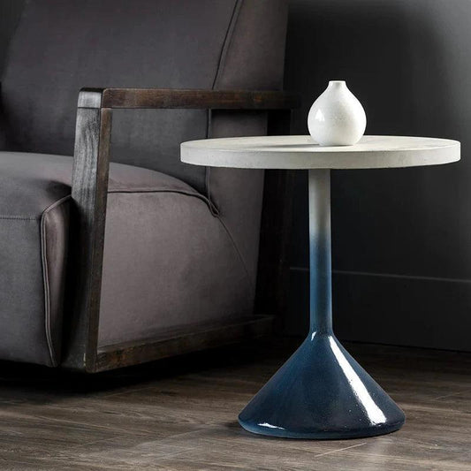 Laszilo End Table Concrete Grey Blue Base - LOOMLAN - SUNPAN - Side Tables