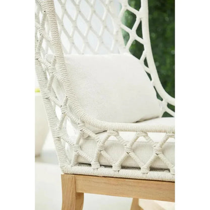 Lattis Outdoor Wing Chair Rope & Teak Wood-Outdoor Dining Chairs-Essentials For Living-LOOMLAN