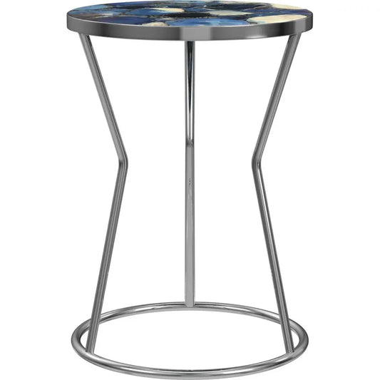 Lauer Metal Silver Round Accent Table - LOOMLAN - Bassett Mirror - Side Tables