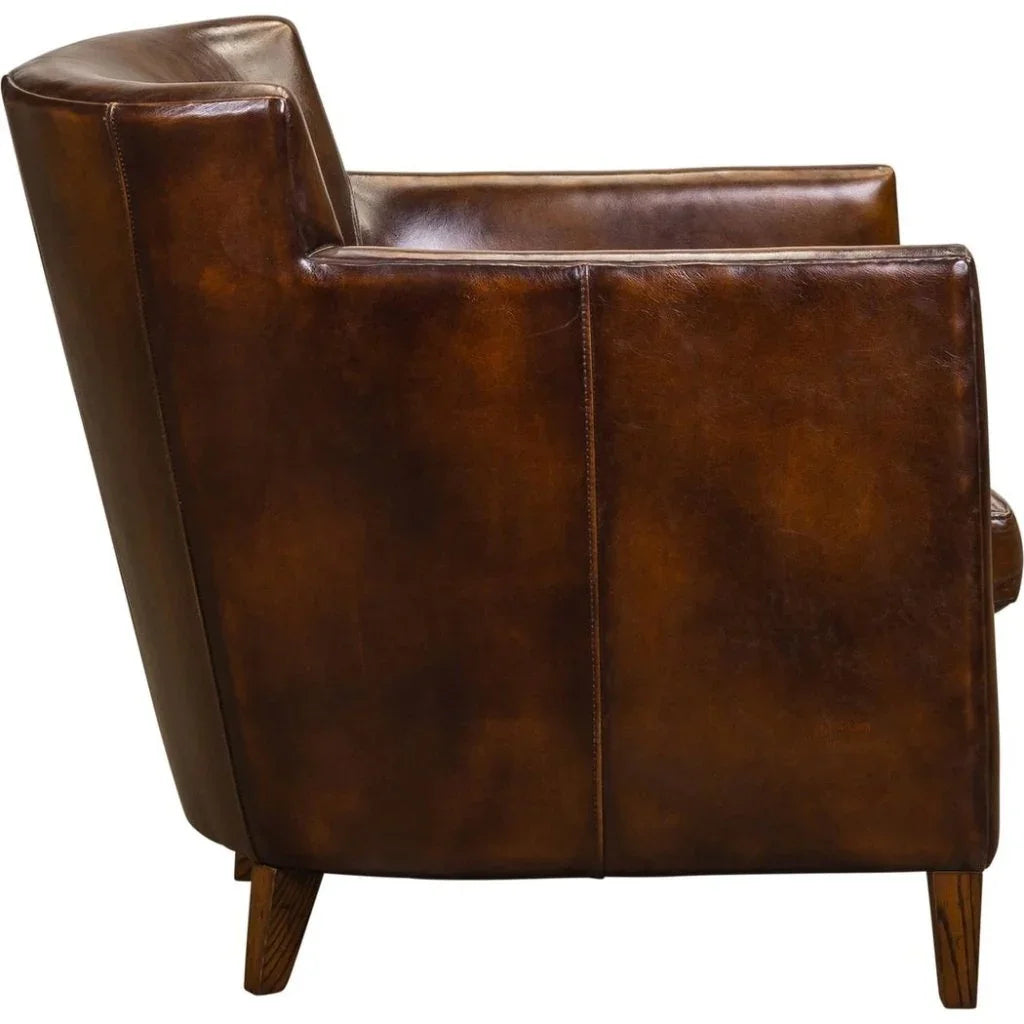 Laura Leather In Richmond Lager Chair - LOOMLAN - Olivia + Quinn - Club Chairs