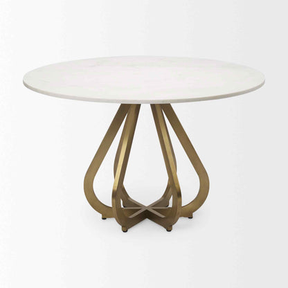 Laurent White Marble Top Dining Table-Dining Tables-Mercana-LOOMLAN